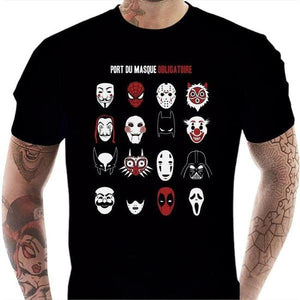 T-shirt geek homme - Masque Geek Obligatoire - Couleur Noir - Taille S