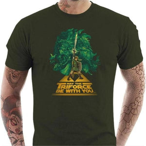 T-shirt geek homme - May the Triforce be with you ! - Couleur Army - Taille S