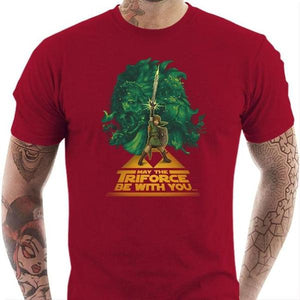 T-shirt geek homme - May the Triforce be with you ! - Couleur Rouge Tango - Taille S