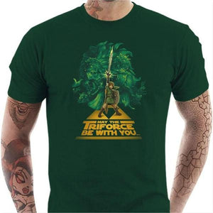 T-shirt geek homme - May the Triforce be with you ! - Couleur Vert Bouteille - Taille S