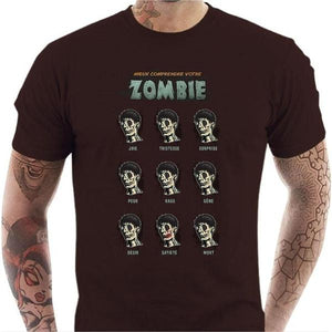 T-shirt geek homme - Mieux comprendre votre Zombie - Couleur Chocolat - Taille S
