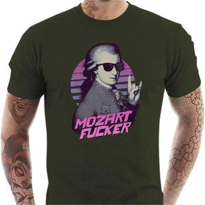 T-shirt geek homme - Mozart Fucker - Couleur Army - Taille S
