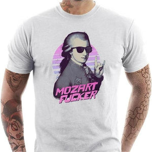 T-shirt geek homme - Mozart Fucker - Couleur Blanc - Taille S