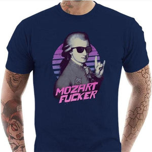 T-shirt geek homme - Mozart Fucker - Couleur Bleu Nuit - Taille S