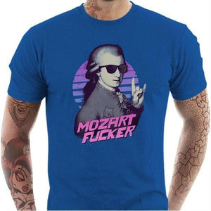 T-shirt geek homme - Mozart Fucker - Couleur Bleu Royal - Taille S