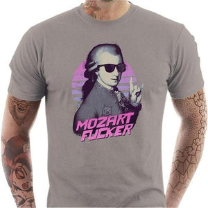 T-shirt geek homme - Mozart Fucker - Couleur Gris Clair - Taille S