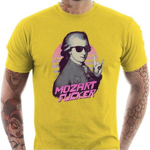 T-shirt geek homme - Mozart Fucker - Couleur Jaune - Taille S