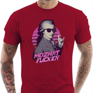 T-shirt geek homme - Mozart Fucker - Couleur Rouge Tango - Taille S