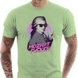 T-shirt geek homme - Mozart Fucker - Couleur Tilleul - Taille S