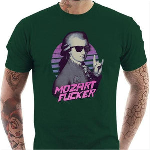 T-shirt geek homme - Mozart Fucker - Couleur Vert Bouteille - Taille S