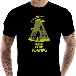 T-shirt geek homme - Never stop playing - Couleur Noir - Taille S