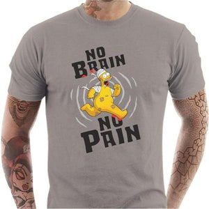 T-shirt geek homme - No Brain No Pain - Couleur Gris Clair - Taille S