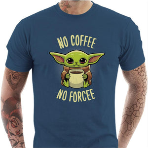 T-shirt geek homme - No Coffee no Forcee - Couleur Bleu Gris - Taille S