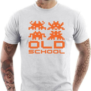 T-shirt geek homme - Old School - Couleur Blanc - Taille S