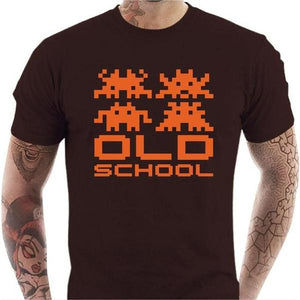 T-shirt geek homme - Old School - Couleur Chocolat - Taille S