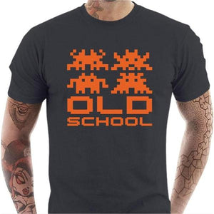 T-shirt geek homme - Old School - Couleur Gris Foncé - Taille S