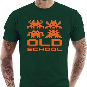 T-shirt geek homme - Old School - Couleur Vert Bouteille - Taille S
