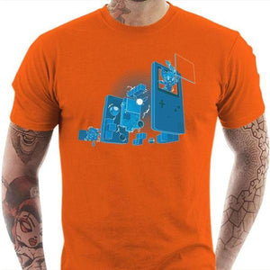 T-shirt geek homme - Old School Gamer - Couleur Orange - Taille S