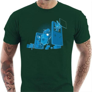 T-shirt geek homme - Old School Gamer - Couleur Vert Bouteille - Taille S