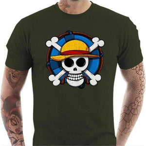 T-shirt geek homme - One Piece Skull - Couleur Army - Taille S