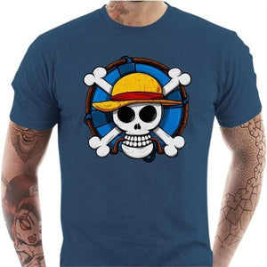 T-shirt geek homme - One Piece Skull - Couleur Bleu Gris - Taille S