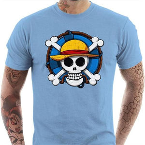 T-shirt geek homme - One Piece Skull - Couleur Ciel - Taille S
