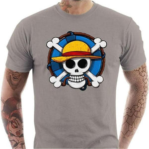 T-shirt geek homme - One Piece Skull - Couleur Gris Clair - Taille S