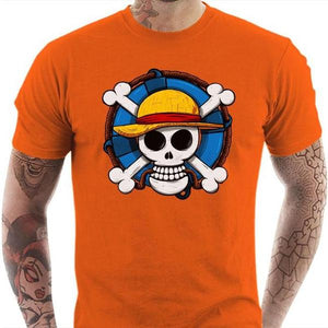 T-shirt geek homme - One Piece Skull - Couleur Orange - Taille S