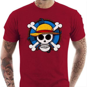 T-shirt geek homme - One Piece Skull - Couleur Rouge Tango - Taille S
