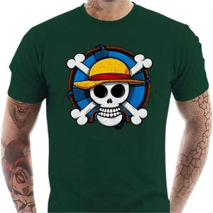 T-shirt geek homme - One Piece Skull - Couleur Vert Bouteille - Taille S