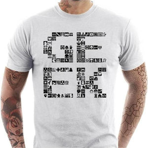 T-shirt geek homme - Pixel - Couleur Blanc - Taille S