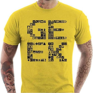 T-shirt geek homme - Pixel - Couleur Jaune - Taille S