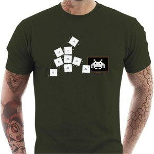 T-shirt geek homme - Pixel Training - Couleur Army - Taille S