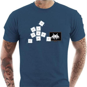 T-shirt geek homme - Pixel Training - Couleur Bleu Gris - Taille S