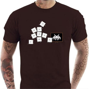 T-shirt geek homme - Pixel Training - Couleur Chocolat - Taille S