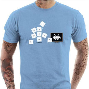 T-shirt geek homme - Pixel Training - Couleur Ciel - Taille S