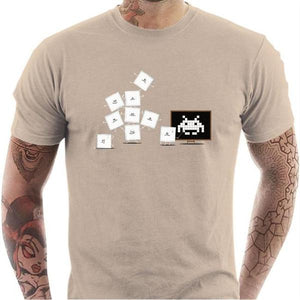 T-shirt geek homme - Pixel Training - Couleur Sable - Taille S