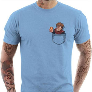 T-shirt geek homme - Poche-tron - Couleur Ciel - Taille S