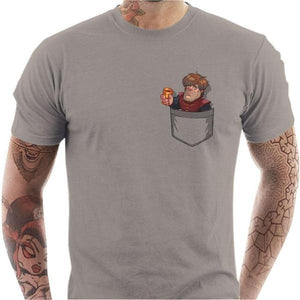 T-shirt geek homme - Poche-tron - Couleur Gris Clair - Taille S