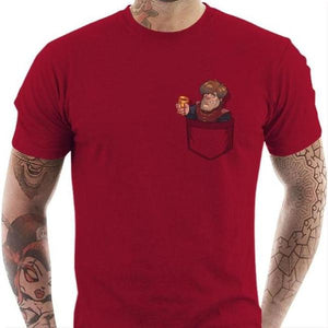 T-shirt geek homme - Poche-tron - Couleur Rouge Tango - Taille S