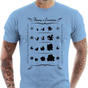 T-shirt geek homme - Pokemon Evolution - Couleur Ciel - Taille S
