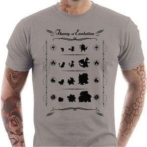 T-shirt geek homme - Pokemon Evolution - Couleur Gris Clair - Taille S