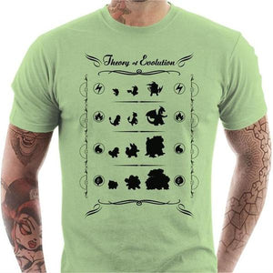T-shirt geek homme - Pokemon Evolution - Couleur Tilleul - Taille S
