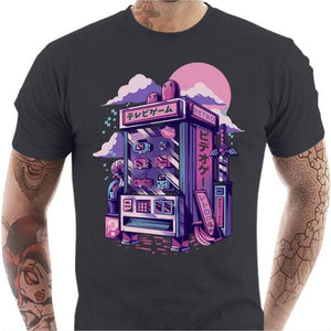T-shirt geek homme - Retro vending machine - Couleur Gris Foncé - Taille S