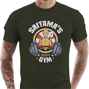 T-shirt geek homme - Saitama’s gym - Couleur Army - Taille S