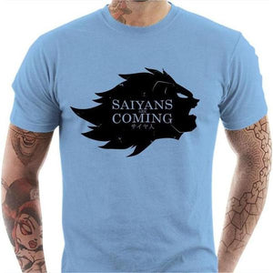 T-shirt geek homme - Saiyans Are Coming - Couleur Ciel - Taille S