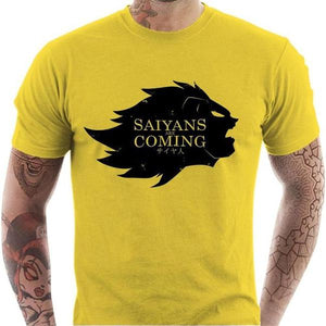 T-shirt geek homme - Saiyans Are Coming - Couleur Jaune - Taille S