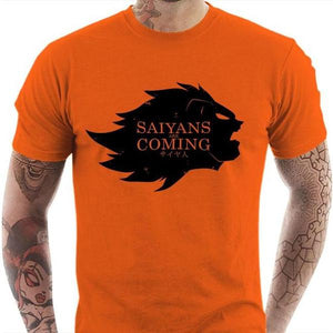 T-shirt geek homme - Saiyans Are Coming - Couleur Orange - Taille S
