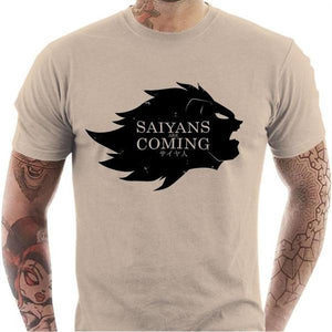 T-shirt geek homme - Saiyans Are Coming - Couleur Sable - Taille S