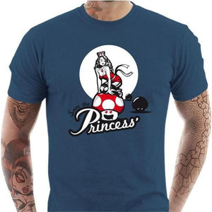 T-shirt geek homme - Save the Princess - Couleur Bleu Gris - Taille S